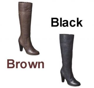 Brown Or Black Faux Leather Boots Knee High, Heeled, Cowboy/Cowgirl 