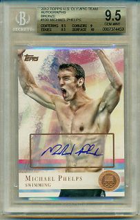 2012 topps us olympic autographs michael phelps bgs 9 5