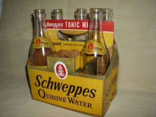 1955 1959 1960 1968 Schweppes Quinine Water and Carrying Carton