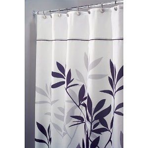 interdesign leaves shower curtain stall black grey one day shipping