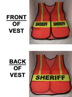 sheriff officer orange reflective traffic safety vest 
