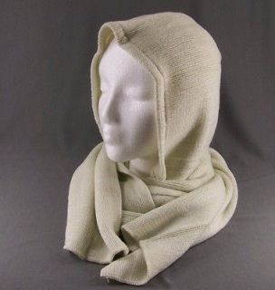 Cream Off White super soft 80 long knit scarf with hood hat hoodie 