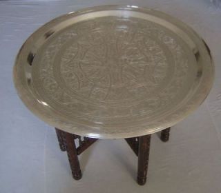moroccan silver plated folding 28 brass tray tea table from