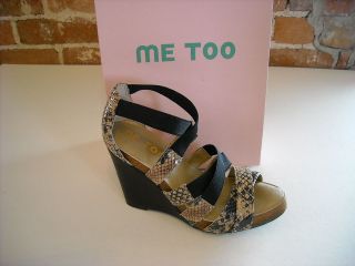 me too foxy brown snake strappy wedge sandals 8 new