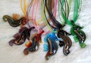 wholesale bulk Job 18Pcs Sea Horse Lampwork Glass bead pendant Silver 