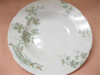 Meakin Hanley England Semi Porcelain Soup Bowl Dish Green/Gold 