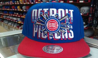 AUTHENTIC MITCHELL AND NESS BRAND NBA DETROIT PISTONS SNAPBACK CAP 