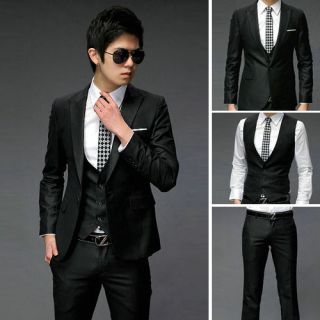 NWT Smart Mens Stylish Slim Fit Formal Wedding One Button Suit Blazer 