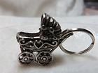   Sterling Silver 925 Baby Buggy Carriage Stroller 3D Moveable Charm