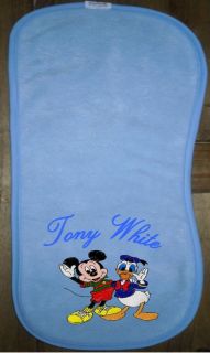 Boys personalised and embroidered blue burping cloth with name and 