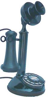 REPRODUCTION SOLID BRASS CANDLESTICK PHONE PAINTED BLK