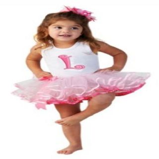 Mud Pie Baby Girl Personalized Initial “L” Pink Tulle Tutu Dress 