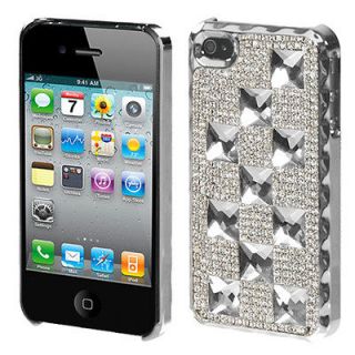 Apple iPhone 4/4S Diamante Desire Snap on Case Silver Crystal Ladder