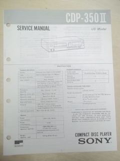 Sony Service/Repair Manual~CDP 350​II CD Player