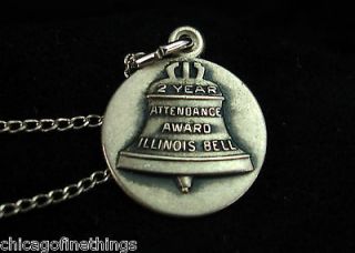 ILLINOIS BELL TWO YR CHARM on Necklace. Sterling Silver IL Bell 2 Yr 