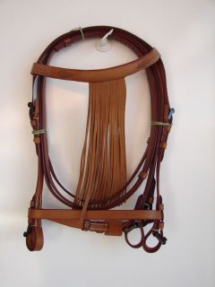   Bridle London Tan Baroque Horse Sz w Fly whisk Strings Mosquero