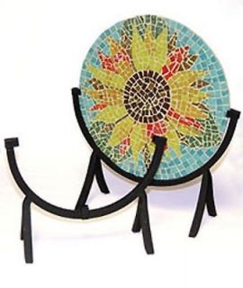 art glass display wrought iron 12 round panel stand time