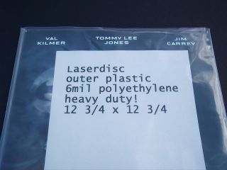LASERDISC   OUTER SLEEVES   6mil PLASTIC (heavy)   movie disc disk