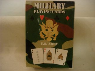 COLLECTABLE MILITARY PLAYING CARDS ARMY CAMO BACKS ARM PATCH INSIGNIAS