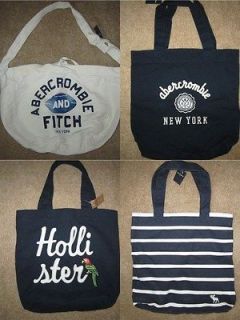   Abercrombie or Hollister Canvas Totes Messenger Bag Navy Cream Womens
