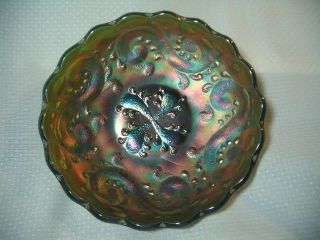 antique fenton feathered serpent green carnival bowl  35 00 