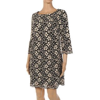 SQ 344 MILLY Liana Black & Ivory Lace Pattern Dress Size US 4 / UK 8 