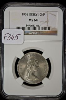 1968 jersey 10 new pence ngc ms 64 unc f345