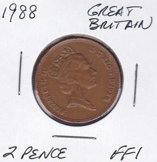 1988 great britain 2 pence world coins lot ff1  
