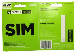 SIMPLE MOBILE SIM CARD FACTORY SEALED BRAND NEW T MOBILE NETWORK