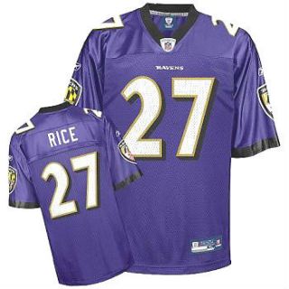 RAY RICE Authentic Reebok Onfield Baltimore Ravens Purple Jersey Size 