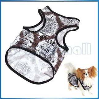 Pet Dog Cool Map Style Tank Tee Vest Shirt Top Summer Clothing Apparel 