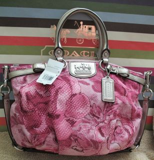 NWT COACH Madison Floral Sophia Satchel Handbag PINK Multi 19643 FREE 