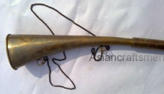 large solid brass fox hunting horn brass bugle 12 from