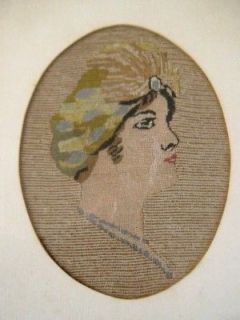 petit goblen old needlework tapestry portrait picture from israel time