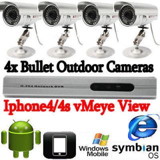   DVR Home&Garden Video&Audio Security System 4 Night Vision Cameras Kit