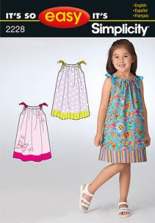 SIMPLICITY PATTERNS 2228 TO MAKE YOUR OWN PILLOW CASE DRESSES SIZE 
