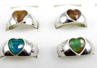 Wholesale 50pcs SUPERNATURAL Color Changing Mood Heart Silver Rings