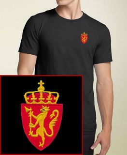 Norway Coat of Arms EMBROIDERED T Shirt Black NEW & ALL SIZES