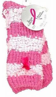   Socks For Breast Cancer Fluffy Slipper Socks Hot Pink and Light Pink
