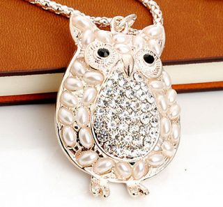   Unique Ladys stylish Rhinestone vivid owl design necklace pendant