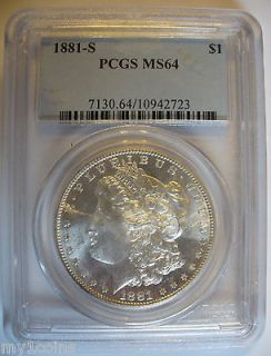 1881 S Morgan Silver Dollar PCGS MS64, 