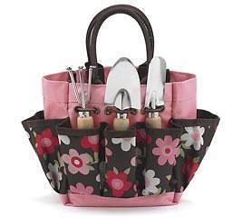 adorable brown pink floral garden tools tote 6 5 time
