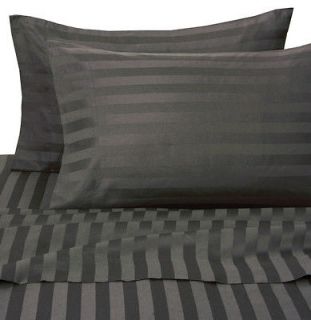 black 500tc damask stripe cotton sheet set queen time left