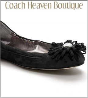 New Womans Coach ARIZA Nubuck Leather Ballet FLATS Shoes 11 Black 
