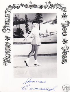 Old Christmas Card Photo Pretty Young Girl on Ice Skates Skating 
