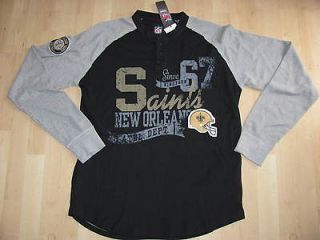 New Orleans Saints Vintage Look Thermal Henley Sweater XL New NFL Team 