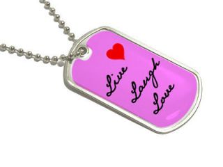 live laugh love pink military dog tag keychain expedited shipping