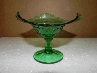 Vintage Northwood Glass Daisy in Bloom Compote Bowl Dish,Green