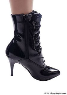 Pleaser VANITY 1020 Womens 4 Inch Heel Lace Up Ankle Boot With Side 