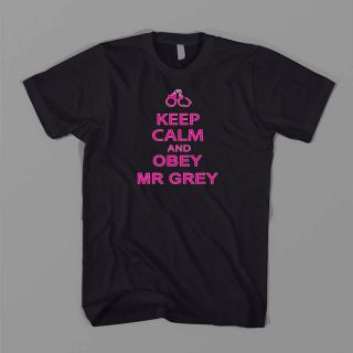 KEEP CALM OBEY MR GREY PINK 50 SHADES OF GREY FIFTY CHRISTIAN BOOK TEE 